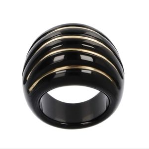 Milor Italian Onyx and 14kt Gold Dome Ring